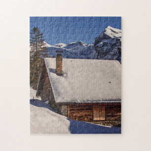 CABIN SNOW DECKT JIGSAW PUZZLE