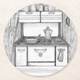 Cabin Stove Runder Pappuntersetzer