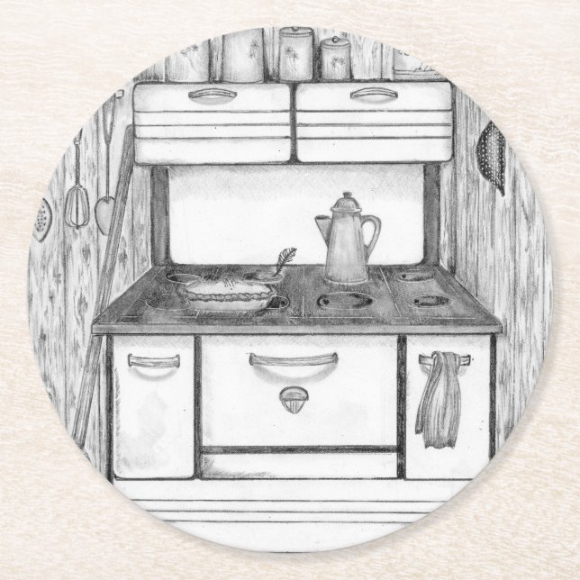 Cabin Stove Runder Pappuntersetzer (Vorderseite)