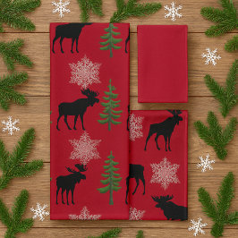 Cabin Style Moose Pine Tree Snowflake Weihnachten Badhandtuch Set