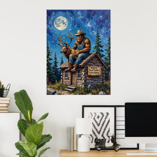 Cabin Top Confidant: Bigfoot und Elk Poster