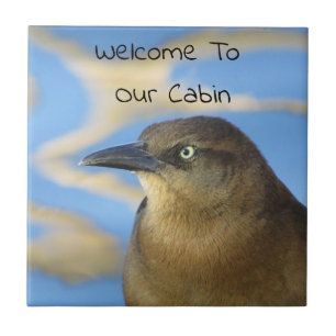 Cabin Welcome Blackbird Rustic Zuhause Guest Fliese