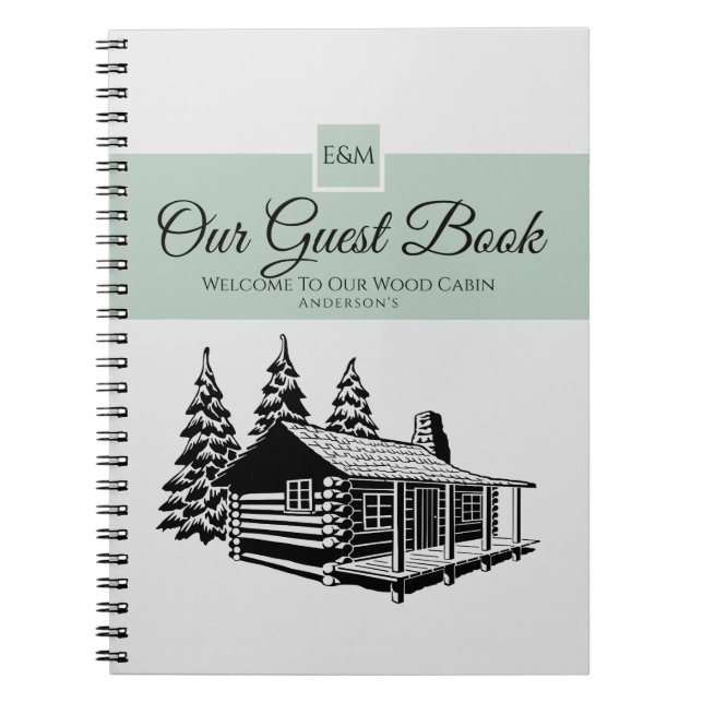 Cabin Welcome Guest Book Rustic Personalisiert Notizblock (Vorderseite)