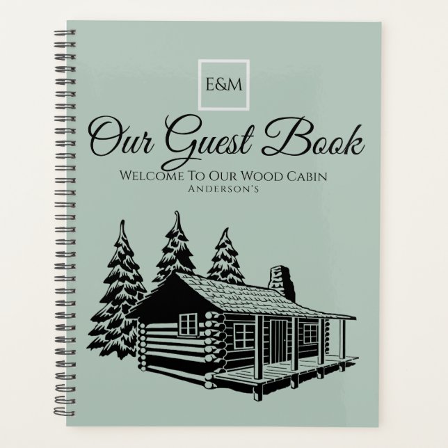 Cabin Welcome Guest Book Rustic Personalisiert Planer (Vorderseite)