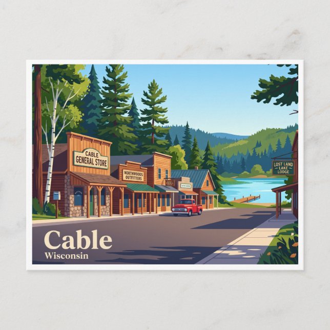 Cable, Wisconsin Postkarte (Vorderseite)