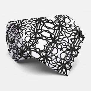 Cablebinder Schwarz auf Weiß geschwungenes symmetr Krawatte