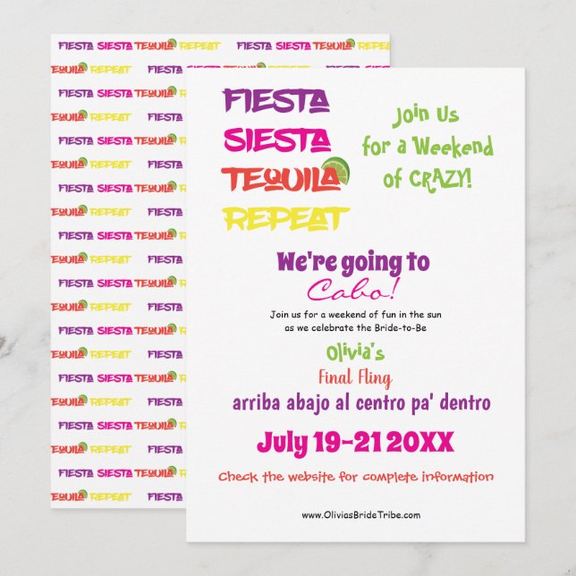 Cabo Bachelorette: Fiesta, Siesta, Tequila, Wieder Einladung (Vorne/Hinten)