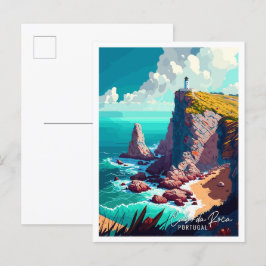 Cabo da Roca Portugal Art Vintage Postkarte
