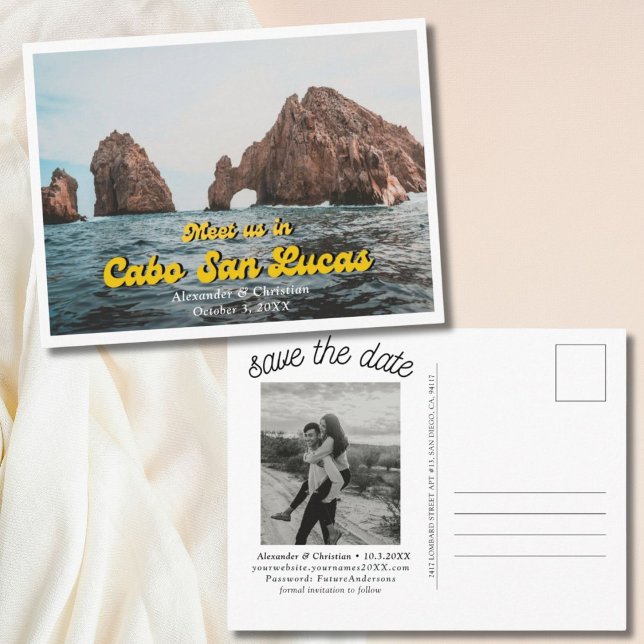 Cabo Hochzeit in Urlaubsort Save the Date Postkart Postkarte (Cabo Wedding Save the Date)