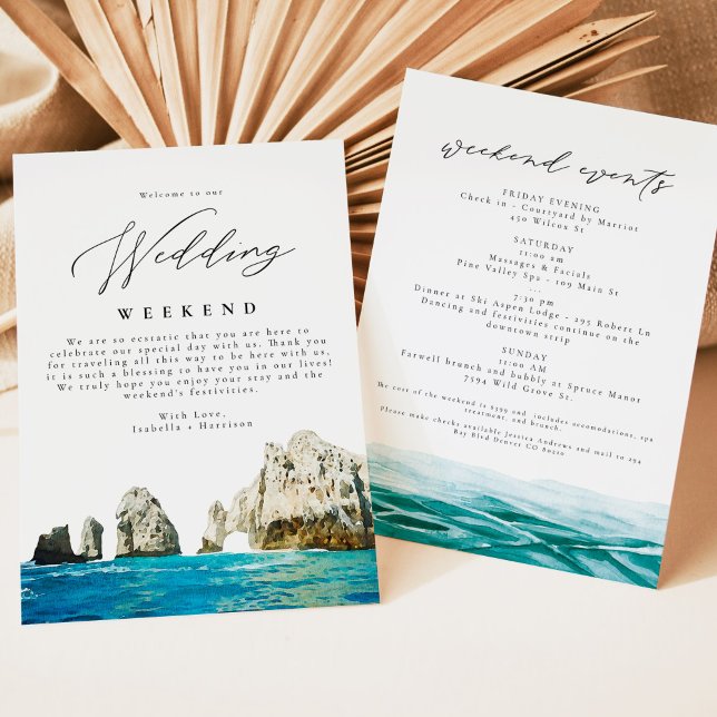 Cabo Mexico Wedding Welcome Letter Itinerary Einladung (Von Creator hochgeladen)