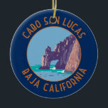 Cabo San Lucas Arch Mexico Retro Distressiver Krei Keramik Ornament<br><div class="desc">Cabo San Lucas im Stil der Vektorkunst. Cabo San Lucas,  eine Resort-Stadt an der Südspitze der mexikanischen Halbinsel Baja California,  ist bekannt für seine Strände,  Wassersportaktivitäten und das Nachtleben.</div>