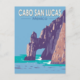 Cabo San Lucas Arch Mexiko Reise Kunst Vintage Postkarte