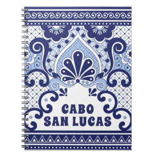 Cabo San Lucas Blue & White Mexican Talavera Tile Notizblock