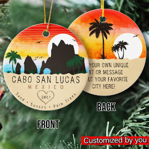 Cabo San Lucas Mexico Arch Vintages Retro Sunset Keramik Ornament