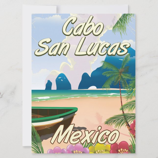 Cabo San Lucas Mexico Reiseplakat Einladung (Rückseite)