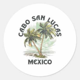 Cabo San Lucas Mexiko Palmen Vintage Strand Runder Aufkleber