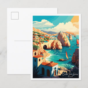 Cabo San Lucas Mexiko Vintage Illustration Postkarte