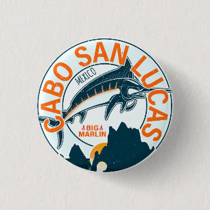 Cabo San Lucas Nautisches Angeln Segelfisch Vintag Button