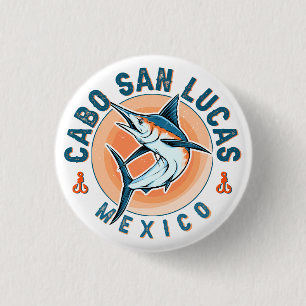 Cabo San Lucas Nautisches Angeln Segelfisch Vintag Button