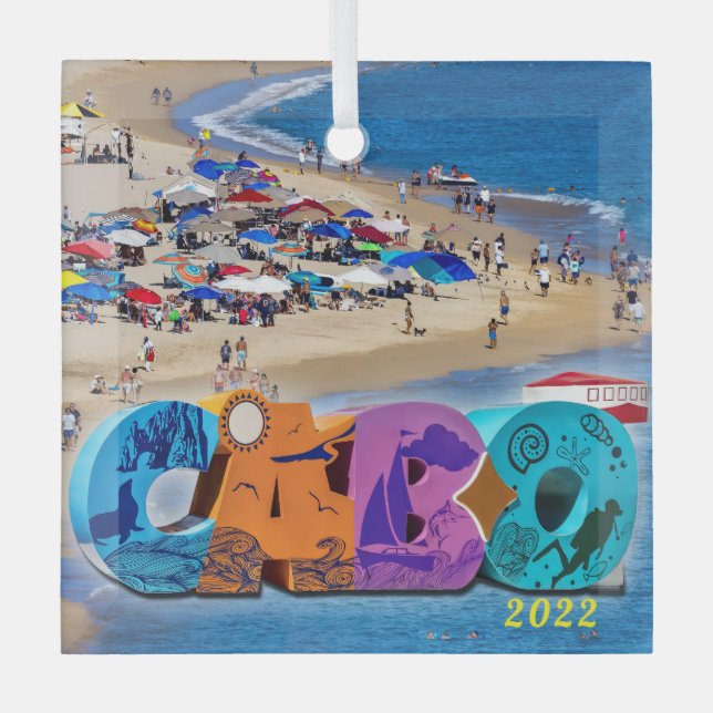 Cabo San Lucas, Square Glass Ornament (Vorderseite)