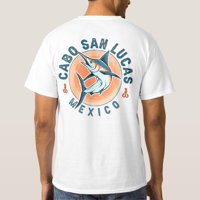 Cabo San Lucas Wasserfischen Segelfisch Vintag T-Shirt (Rückseite)