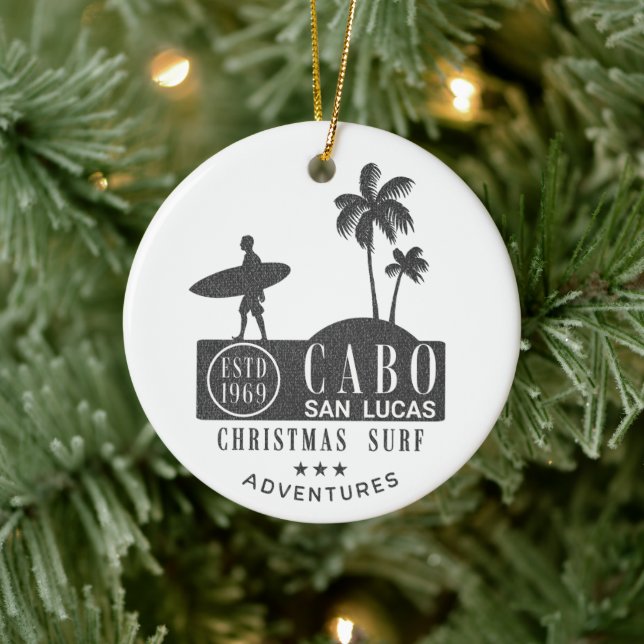 Cabo San Lucas Weihnachts-Surfen Abenteuer Keramik Ornament (Baum)
