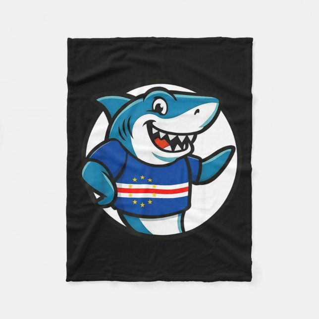 Cabo Verde Flag Shark Funny Cabo Verdean  Fleecedecke (Vorderseite)