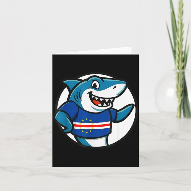 Cabo Verde Flag Shark Funny Cabo Verdean  Karte (Vorderseite)