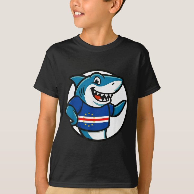 Cabo Verde Flag Shark Funny Cabo Verdean  T-Shirt (Vorderseite)