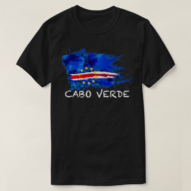 CABO VERDE SPLASHED PAINT FLAG with white tet Pull T-Shirt (Design vorne)