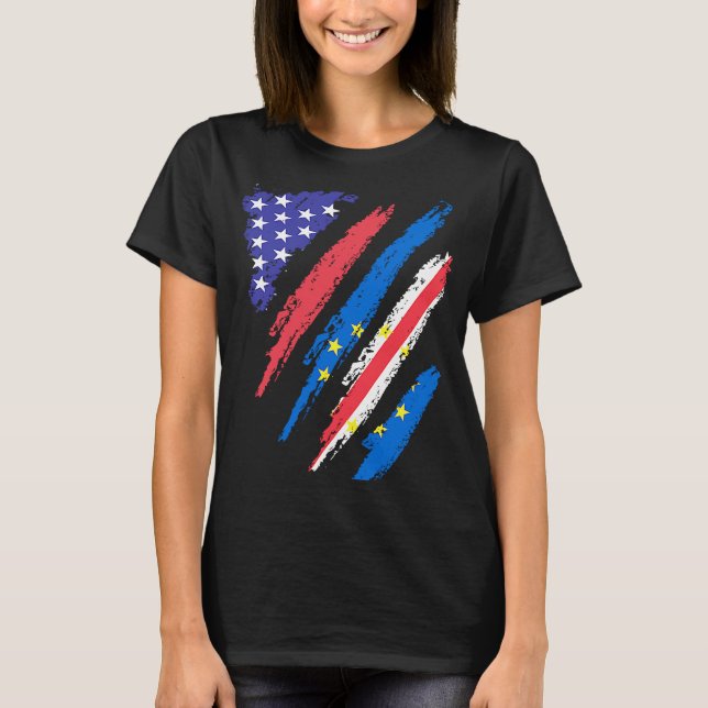Cabo Verdean American Patriot Grown Heart Flag Str T-Shirt (Vorderseite)