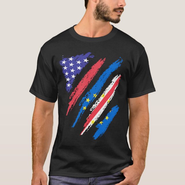 Cabo Verdean American Patriot Grown Heart Flag Str T-Shirt (Vorderseite)