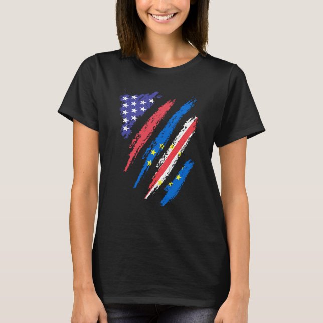 Cabo Verdean American Patriot Grown Heart Flag Str T-Shirt (Vorderseite)
