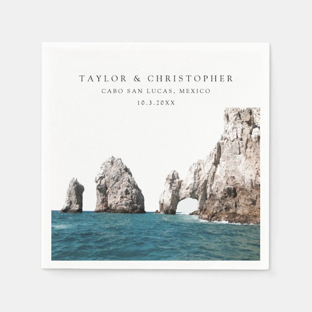 Cabo Wedding Mexico Custom Foto Cocktail Napkins Serviette (Vorderseite)