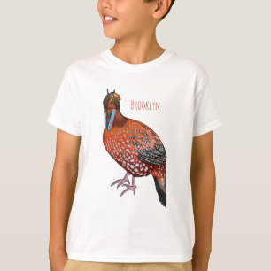 Cabot's Tragopan-Vogel-Cartoon-Illustration T-Shirt