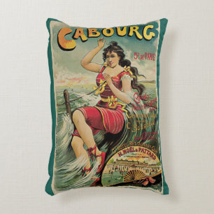 Cabourg, France Beach Resort, Vintage Travel Art Dekokissen