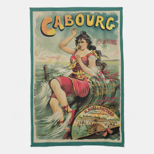 Cabourg, France Beach Resort, Vintage Travel Art Geschirrtuch
