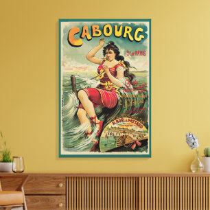 Cabourg, France Beach Resort, Vintage Travel Art Leinwanddruck