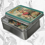 Cabourg, France Beach Resort, Vintage Travel Art Puzzle<br><div class="desc">Vintage Darstellung des europäischen Reiseplakats oder Gepäcklabels für Cabourg,  Frankreich,  von Edouard Elzingre,  mit einer brünetten Frau in einem altmodischen Anzug,  der am Strand in den Wellen spielt. Cabourg ist ein Badeort am Ozean in der Region der Normandie in Frankreich.</div>