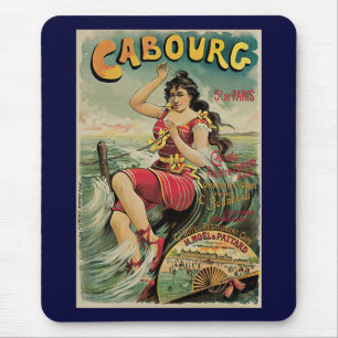 Cabourg, Frankreich Strandresort, Vintage Reise Ku Mousepad