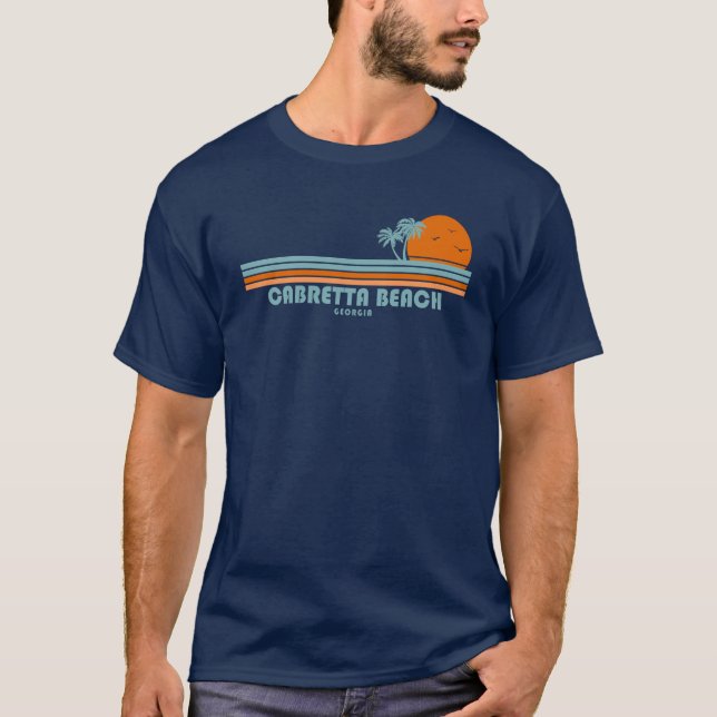 Cabretta Beach Sapelo Island Georgia Sun Palm Tree T-Shirt (Vorderseite)
