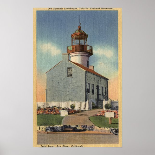 Cabrillo Nat'l Monument, Leuchtturm Point Loma Poster (Vorne)