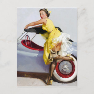 Cabrio Pin Up Postkarte