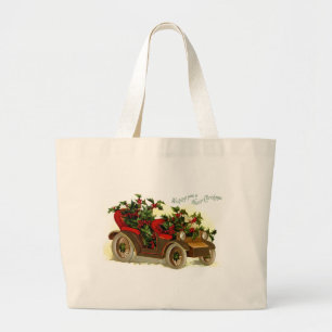Cabriolet gefüllt mit Stechpalmen Vintage-Weihnach Jumbo Stoffbeutel