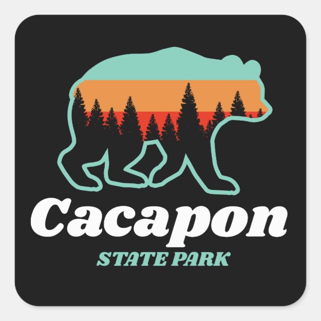 Cacapon Resort Staat Park West Virginia Bären Retr Quadratischer Aufkleber (Vorderseite)