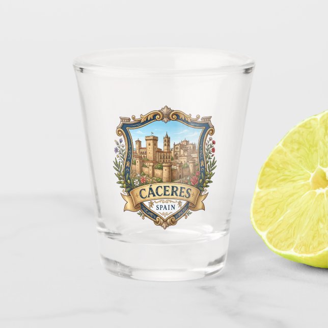 Cáceres Spanien Schnapsglas (Vorderseite)