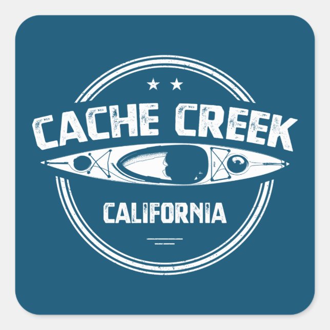Cache Creek California Kayaking Quadratischer Aufkleber (Vorderseite)