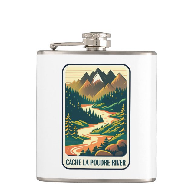Cache la Poudre River Colorado Colors Flachmann (Vorderseite)