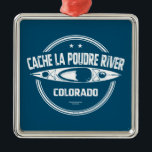 Cache la Poudre River Colorado Kayaking Ornament Aus Metall<br><div class="desc">Der Cache la Poudre ist der einzige national ausgewiesene Wild & Landschaftlich River in Colorado und bietet ganzjährig Freizeitmöglichkeiten im Freien.</div>