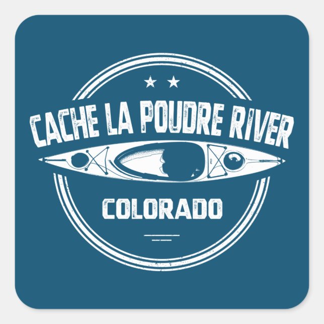 Cache la Poudre River Colorado Kayaking Quadratischer Aufkleber (Vorderseite)